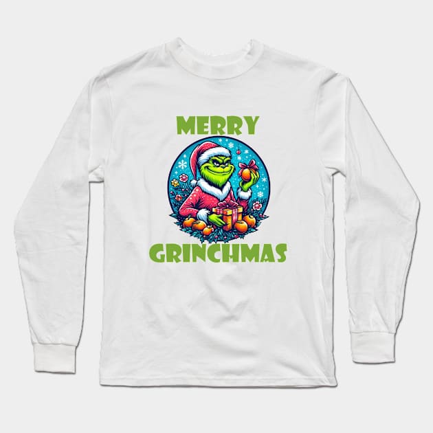 Christmas Grinch Long Sleeve T-Shirt by BukovskyART